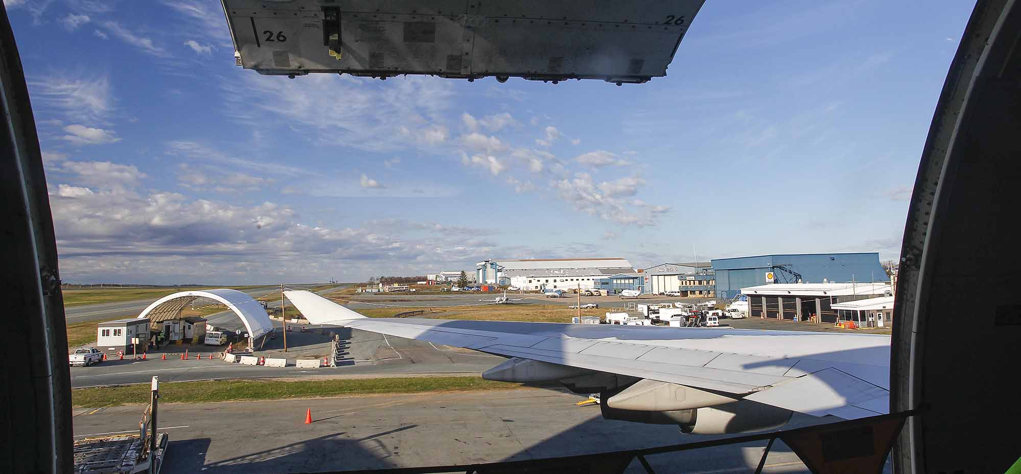 A view from inside the baggage compartment