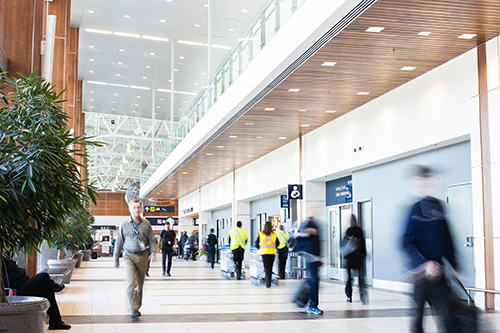 Interior photo of people in the airport