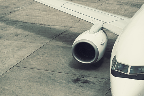 Plane with engine closeup