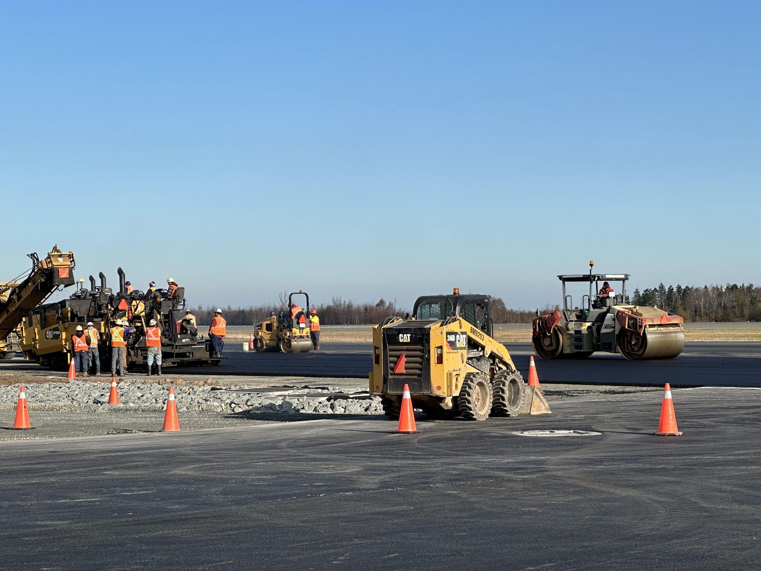 Construction machinery on the taxiway